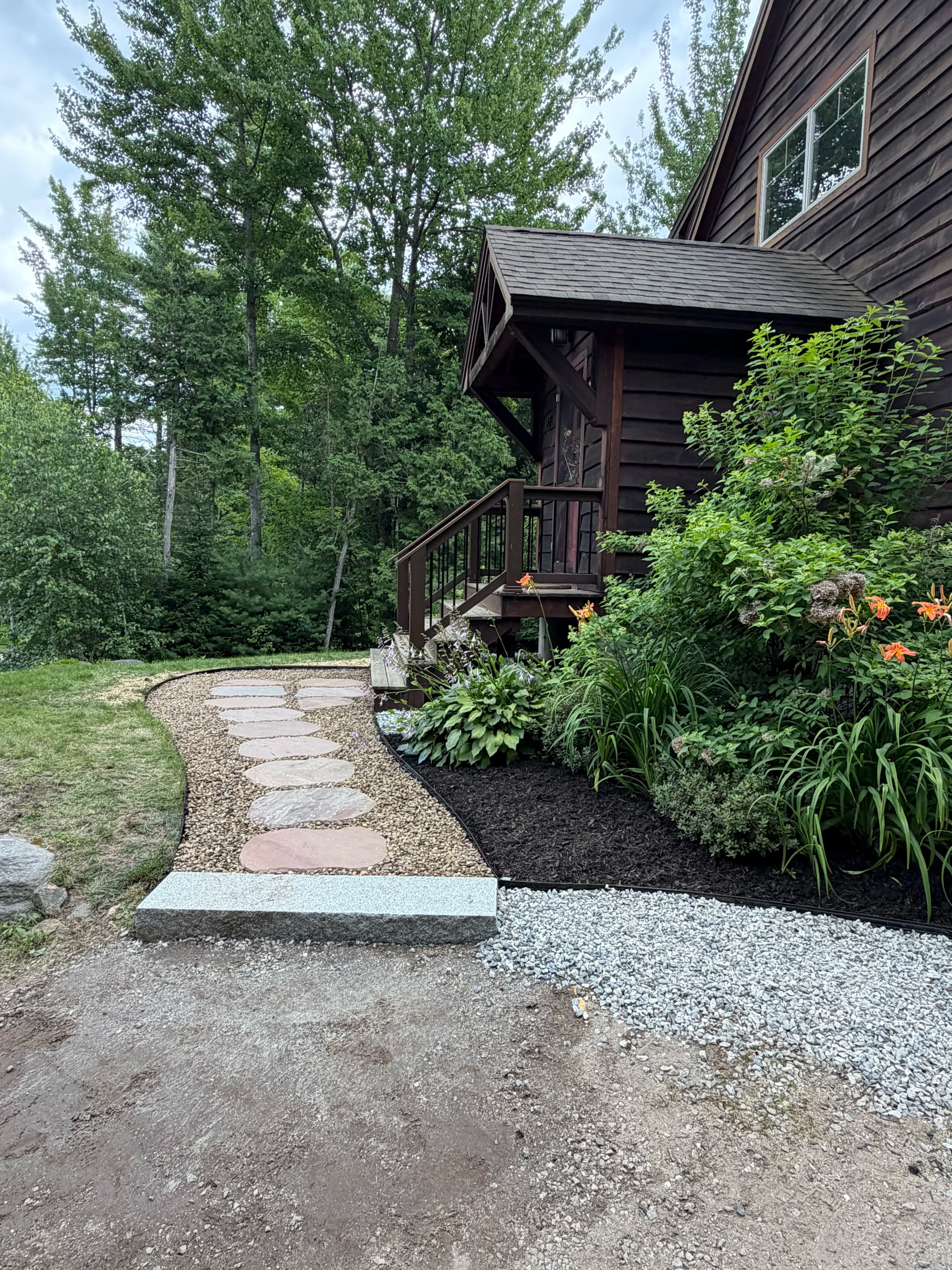 Project River Rock and Stepping Stone Walkway Installation in Bethel image